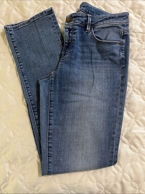 LOFT Curvy Straight Leg Jeans in Well Worn Medium Blue Wash